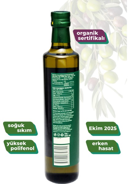Organik Soğuk Sıkım Erken Hasat Zeytinyağı 500 ml – Yumuşak Içimli, Hassas Tüketimlere Uygun modelleri