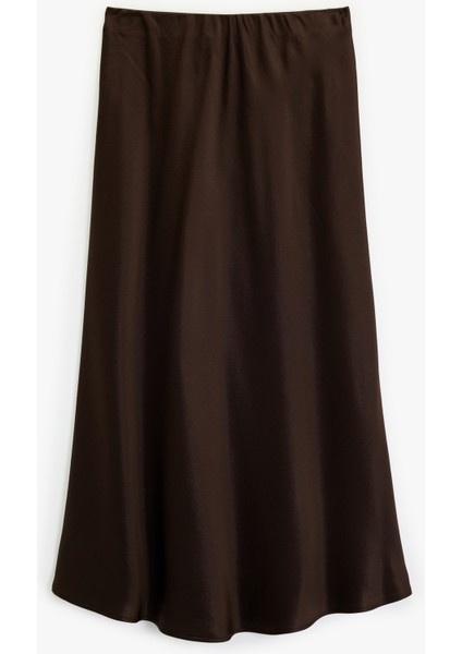 x Melis Ağazat - Slim Fit Balık Kesim Midi Boy Saten Etek fırsatları