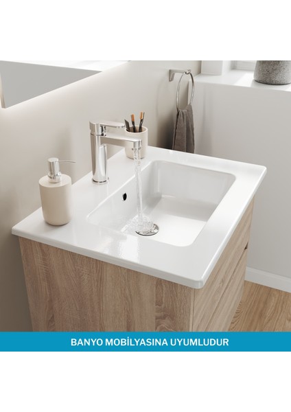Sistema T-Flat Slim Ince Formlu Lavabo 61 x 46,5 cm Beyaz modelleri