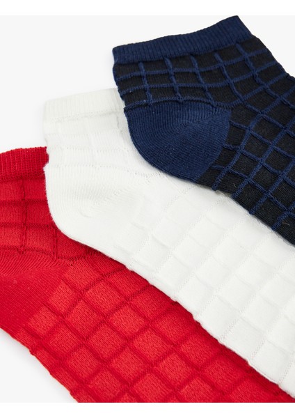 Pamuklu Kareli 3'lü Patik Çorap Seti modelleri