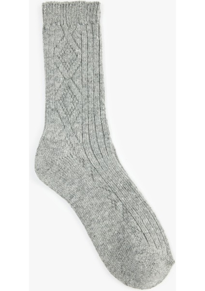 Kalın Koyun Yünü Karışımlı Baklava Desenli Dokulu Soket Çorap fiyatları