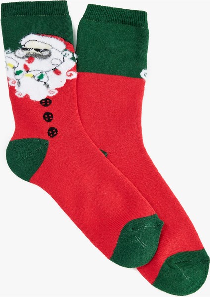 Renk Bloklu Pamuklu Havlu Soket Yılbaşı Çorabı