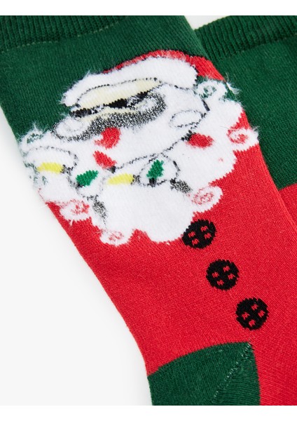 Renk Bloklu Pamuklu Havlu Soket Yılbaşı Çorabı modelleri