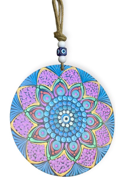 Şans ve Koruma Getiren El Boyaması Ahşap Nazarlık – 20 cm Çapında-Model-9 fiyatları