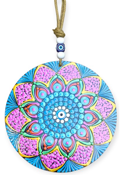 Şans ve Koruma Getiren El Boyaması Ahşap Nazarlık – 20 cm Çapında-Model-9 modelleri