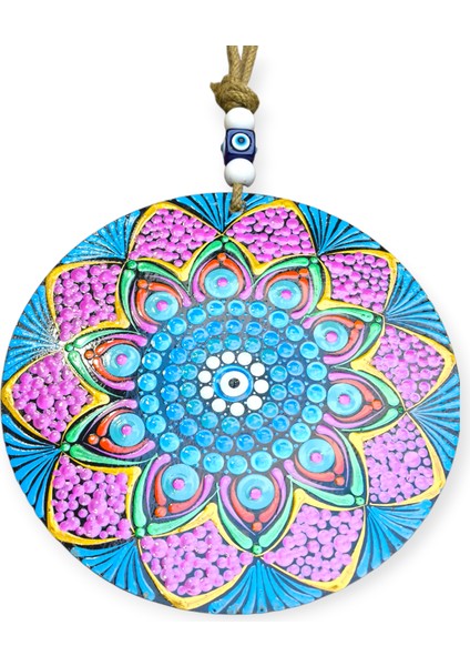 Şans ve Koruma Getiren El Boyaması Ahşap Nazarlık – 20 cm Çapında-Model-9 fırsatları