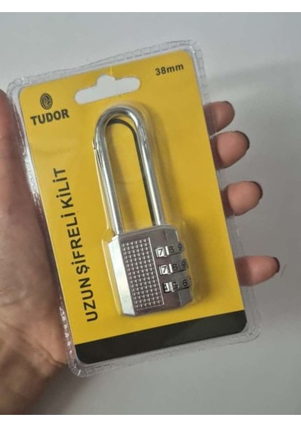 Tudor 38 mm Uzun Şifreli Kilit – 3 Haneli Kombinasyonlu Asma Kilit, Dolap / Depo / Kapı / Çanta Güvenlik Kilidi