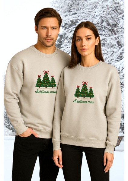 Unisex Kadın/ Erkek Bisiklet Yaka %100 Pamuk "yeni Yıl Temalı" Baskılı Sweatshirt fiyatları