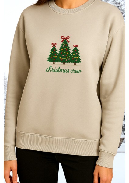 Unisex Kadın/ Erkek Bisiklet Yaka %100 Pamuk "yeni Yıl Temalı" Baskılı Sweatshirt modelleri