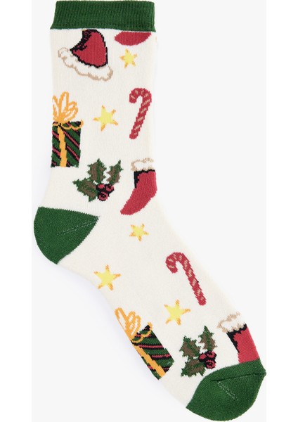 Renk Kontrastlı Pamuklu Soket Havlu Yılbaşı Çorabı fiyatları