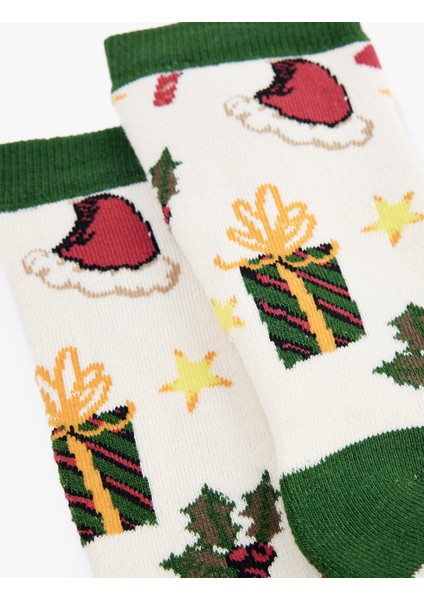 Renk Kontrastlı Pamuklu Soket Havlu Yılbaşı Çorabı modelleri