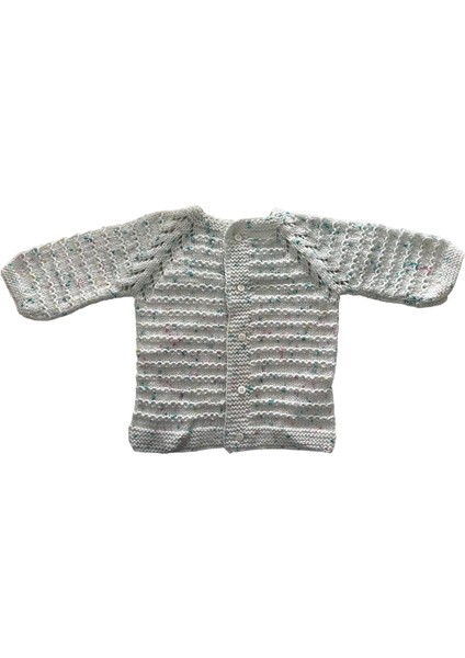 El Örgüsü Su Yolu Desenli Bebek / Çocuk Hırkası Beyaz Benekli (0-2 Yaş) fiyatları