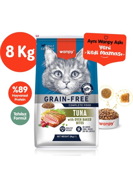 Tahılsız Ton Balıklı Yetişkin Kedi Maması 8 kg