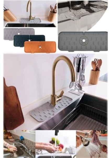 Renkli Silikon Tezgah Sıçrama Koruyucu ve Sabunluk Seti fiyatları