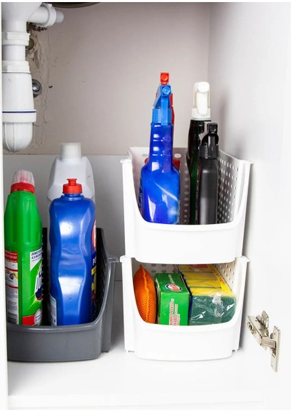 Istiflenebilir Banyo Mutfak Dolap Düzenleyici Raf - Evye Altı Düzenleyici Organizer fiyatları