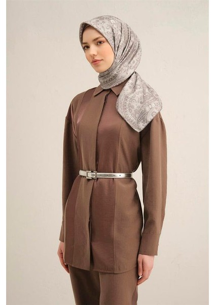 Etnik Desenli Saf Ipek Sura Eşarp 9304D 02