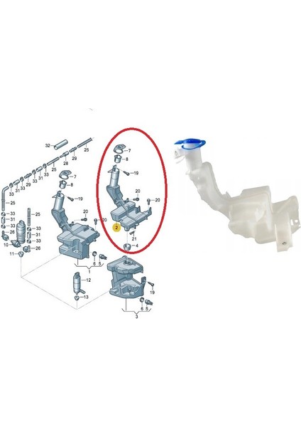 Su Fiskiye Bidonu Üst (Far Yıkamalı) Passat 2011-
