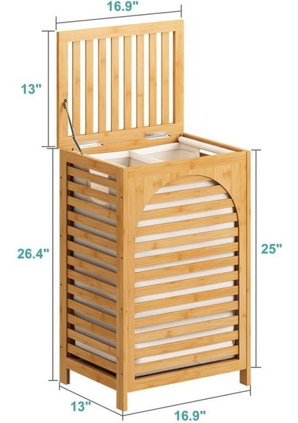 Çamaşır Sepeti 85L Bambu Ahşap Çamaşır Sepeti, Kapaklı ve Saplı, Çıkarılabilir Astarlı, Doğal, Büyük fiyatları