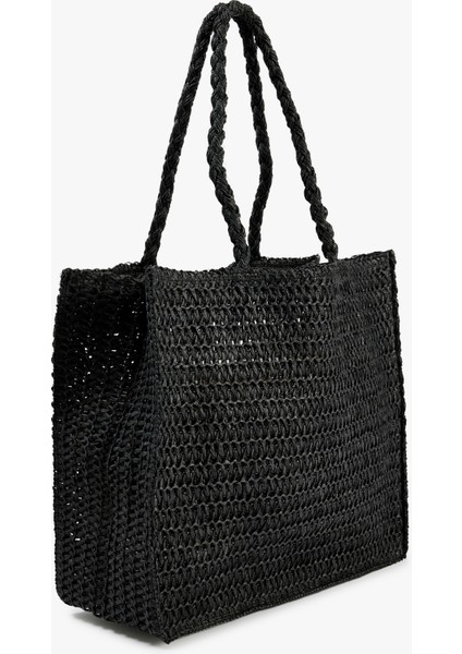 Saplı Örgü Hasır Tote Çanta fiyatları