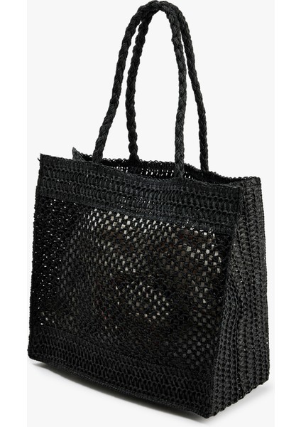 Saplı Örgü Hasır Tote Çanta modelleri