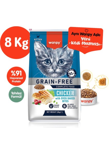 Tahılsız Tavuklu Yavru Kedi Maması 8 kg