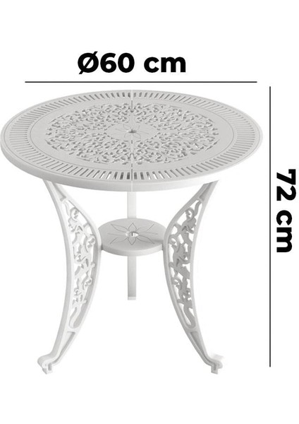 Istanbul Masa Takımı Ø60 cm Yuvarlak Masa + 2 Adet Istanbul Koltuk Ferforje Görünümlü Set