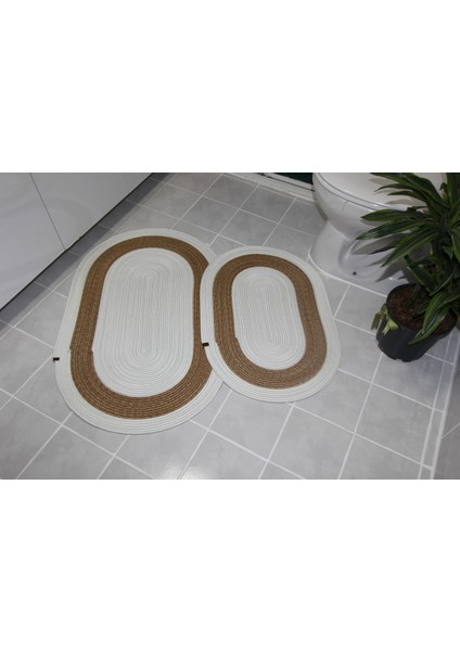 Ekru Jüt Banyo ve Makyaj Seti, Paspas Takımı, Temizlik Aksesuarı modelleri