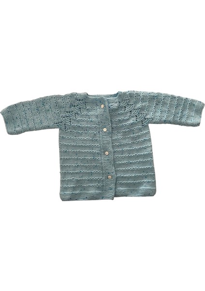 El Örgüsü Su Yolu Desenli Bebek / Çocuk Hırkası Mavi Benekli (2-3 Yaş) fiyatları