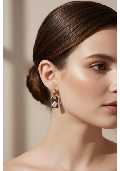 Bakır Renk Kare Kesim Zirkon Taşlı Küpe – Kadın Sallantılı Küpe 09-Xpng-Kp fiyatları