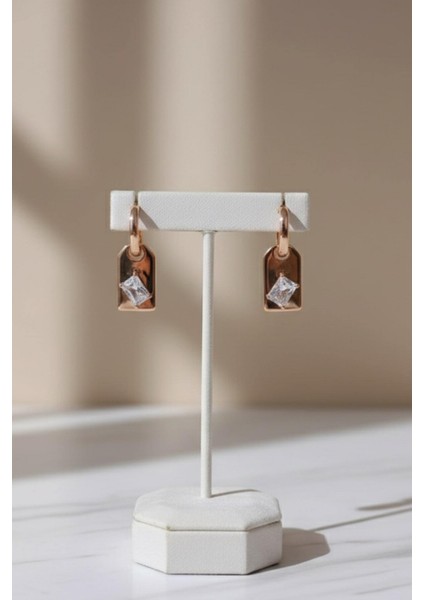 Bakır Renk Kare Kesim Zirkon Taşlı Küpe – Kadın Sallantılı Küpe 09-Xpng-Kp modelleri