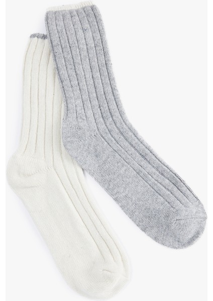 Koyun Yünü Karışımlı Çizgili 2'li Kalın Soket Çorap Seti fiyatları