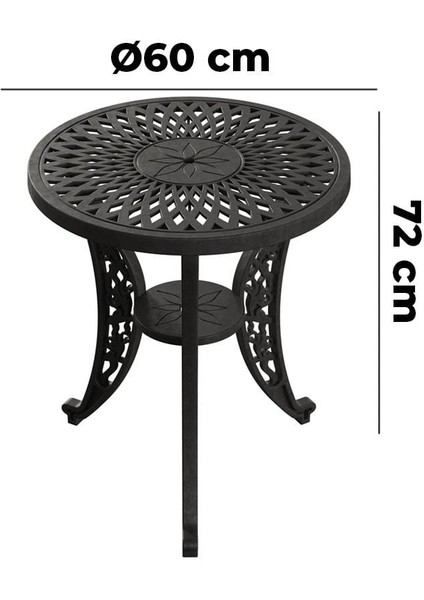 Istanbul Masa Takımı Ø60 cm Yuvarlak Masa + 2 Adet Istanbul Koltuk Ferforje Görünümlü Set