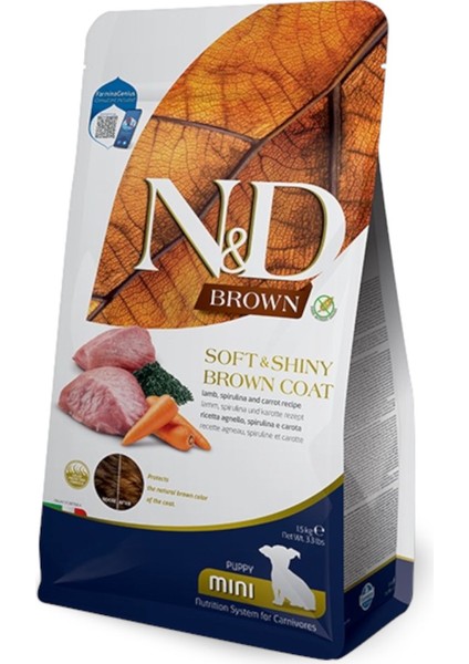 Brown Kuzulu Yavru Köpek Maması Spirulinalı Mini 1,5 kg