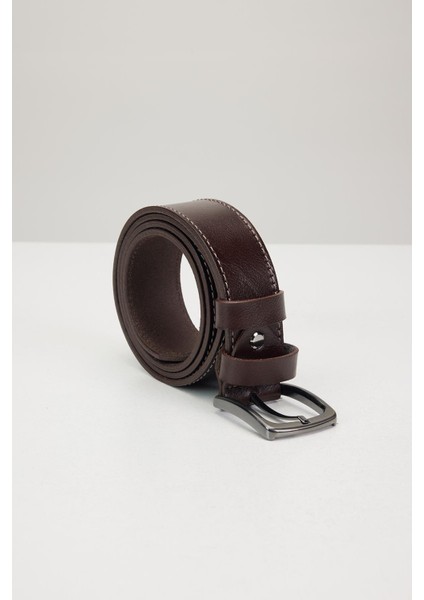 Erkek %100 Hakiki Deri 4 cm Spor Kahverengi Kemer