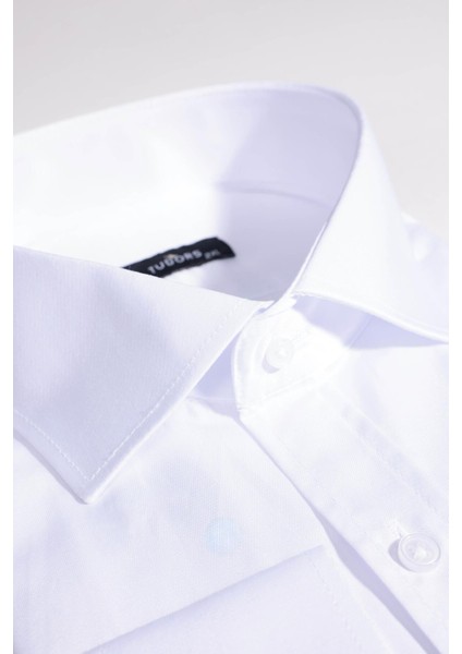 Büyük Beden Saten Erkek Beyaz Gömlek