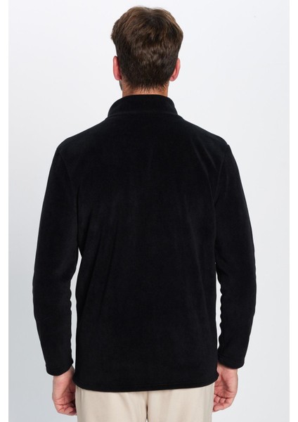 Unisex Siyah Anti-pilling Tüylenme Yapmayan Standart Fit Tam Fermuarlı Soğuk Geçirmez Polar Hırka