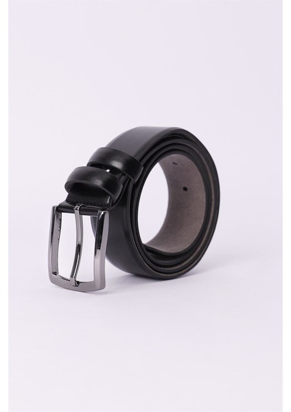 Erkek 3,5 cm Klasik Siyah Kemer