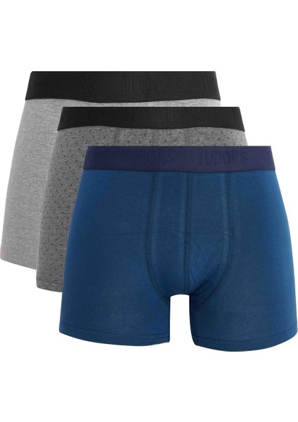 Erkek 3'lü Pamuk Likralı Esnek Kumaş Boxer