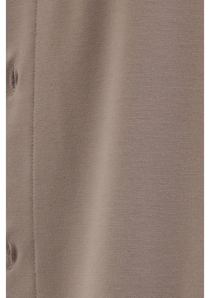 Erkek Relax Fit Rahat Kesim Düğmeli Yandan Cepli Örme Bej Ceket Gömlek