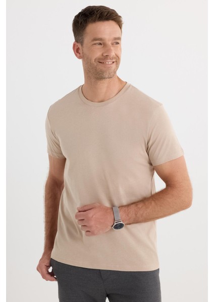 Unisex Slim Fit Dar Kesim %100 Pamuk Yumuşak Dokulu Taş Bisiklet Yaka Tişört