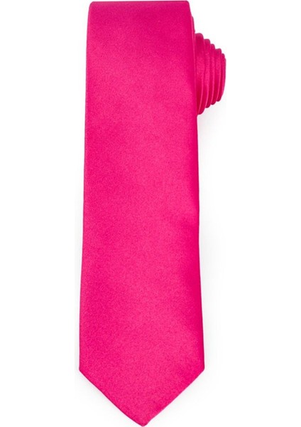 Düz İnce Fuşya Erkek Kravat