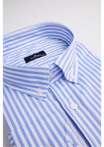 Erkek Big Size Büyük Beden Uzun Kollu Çizgili Gömlek