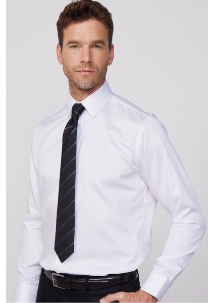 Erkek Regular Fit Beyaz Non-Iron Pamuklu Doğa Dostu Ekoteks Belgeli Ütü Gerektirmez Gömlek