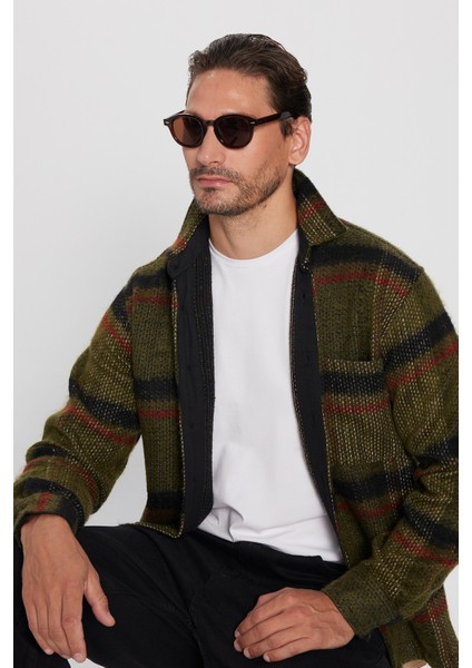 Erkek Relax Fit Rahat Kesim Tek Cepli Kareli Kışlık Oduncu Gömlek