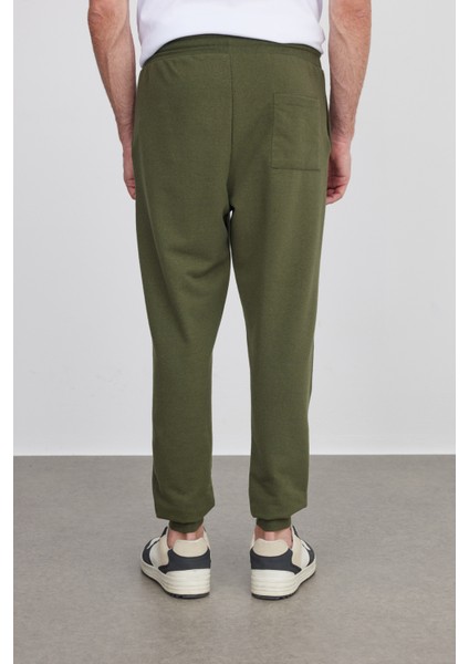 Erkek Regular Fit Klasik Kesim Beli Bağcıklı Jogger Cepli Lastikli Paça Haki Eşofman Altı