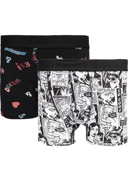 Erkek 2'li Pamuk Likralı Esnek Kumaş Boxer