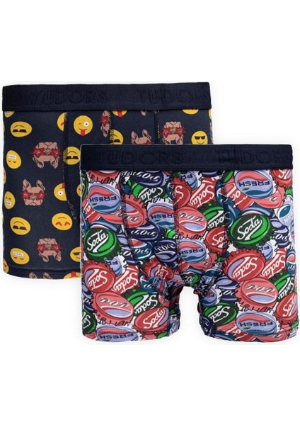 Erkek 2'li Pamuk Likralı Esnek Kumaş Boxer