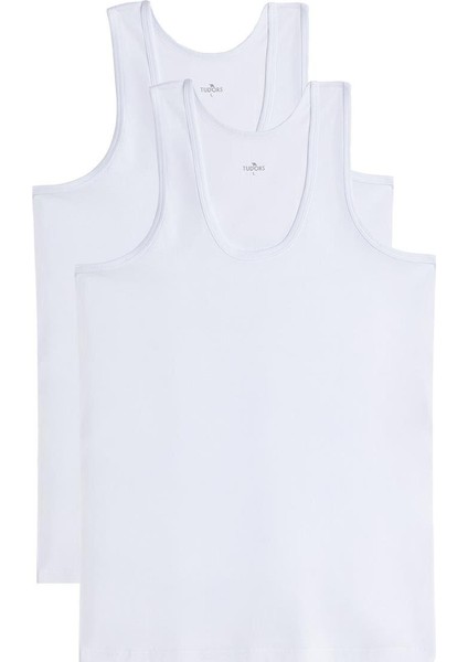 2 Adet Compact Penye Beyaz Erkek Atlet Pamuklu Standart Fit Normal Kesim 2'li Paket