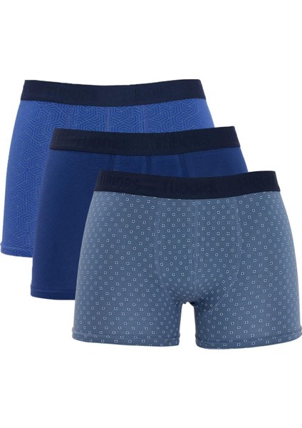 Erkek 3'lü Pamuk Likralı Esnek Kumaş Boxer