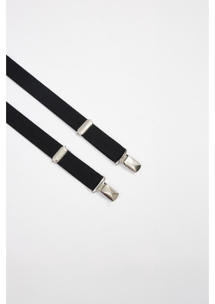 Erkek Düz Ince Siyah Pantolon Askısı